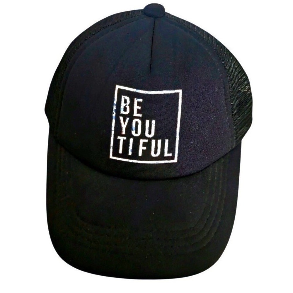 Tiny Trucker Co Be You Tiful Black Mesh Snapback Hat Floral Graphic Cap